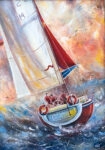 Πινακας σε καμβά THREE SAILMEN ON A SAILING BOAT