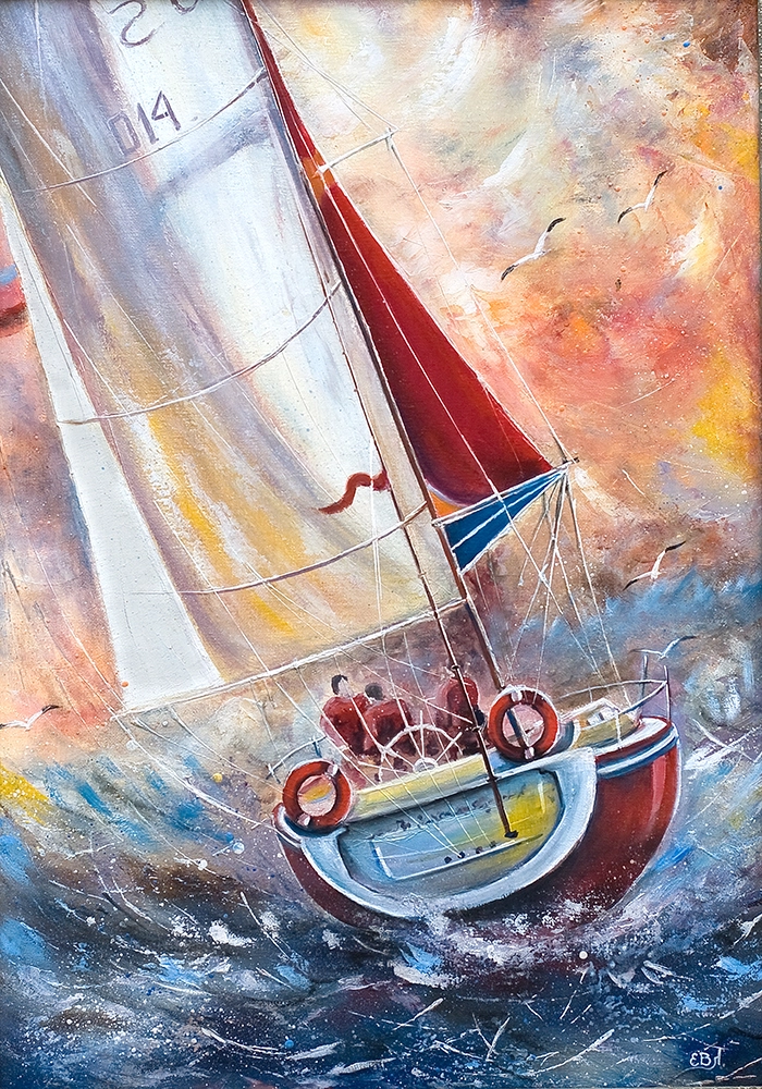 Πινακας σε καμβά THREE SAILMEN ON A SAILING BOAT