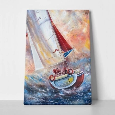 Πινακας σε καμβά THREE SAILMEN ON A SAILING BOAT