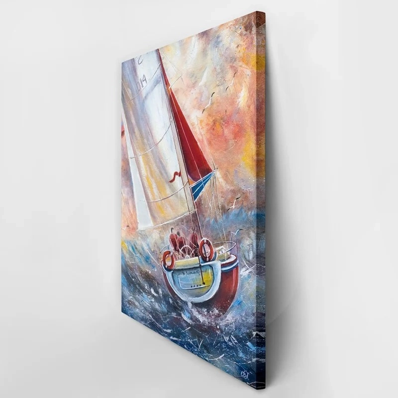 Πινακας σε καμβά THREE SAILMEN ON A SAILING BOAT
