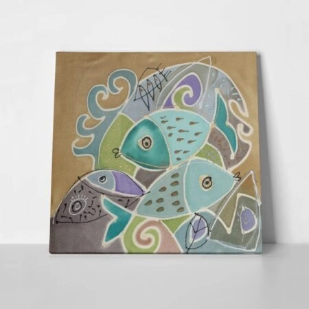 Πίνακας σε καμβά ABSTRACT PAINTING TWO FISH