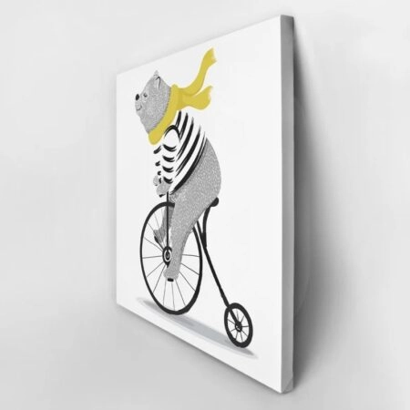 Πίνακας σε καμβά ANIMAL ILLUSTRATION BEAR CYCLE - Παιδικοι και set Sticky 3