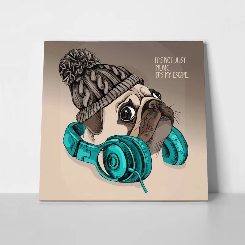 Πίνακας σε καμβά PUG PUPPY KNITTED HIPSTER HAT