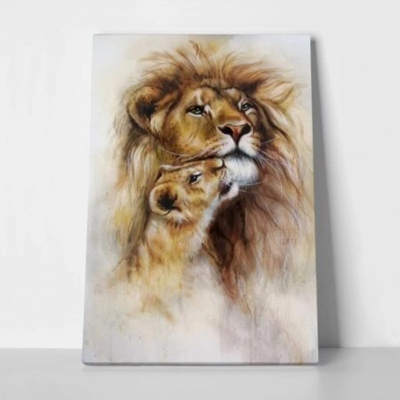 Πινακας σε καμβά AIRBRUSH PAINTING LOVING LION