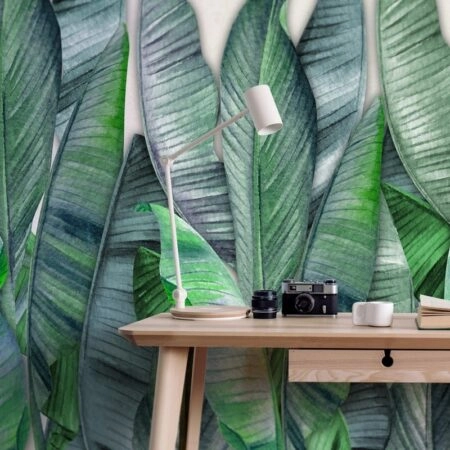 Αυτοκόλλητη Ταπετσαρία τοίχου BANANA LEAVES WATERCOLOR - Tropical Sticky 1