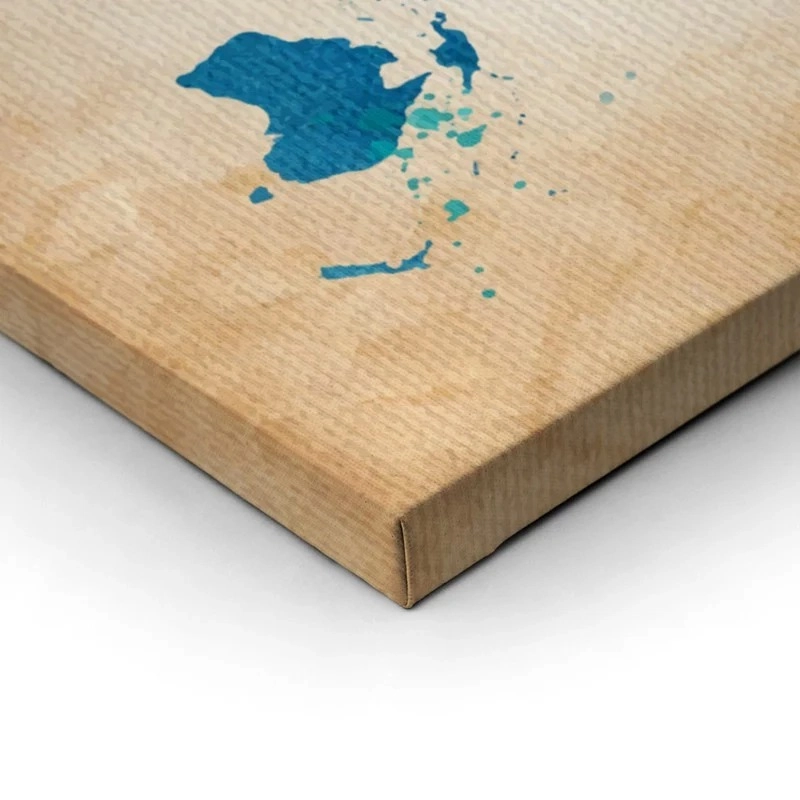 Πινακας σε καμβά BLUE WATERCOLOR TEXTURED MAP
