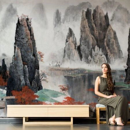 Αυτοκόλλητη Ταπετσαρία τοίχου CHINESE LANDSCAPE OF MOUNTAINS AND WATER