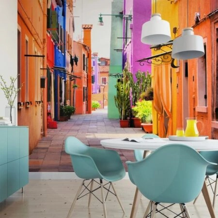 Αυτοκόλλητη Ταπετσαρία τοίχου COLOURFUL BURANO STREET - Χάρτες - Πόλεις Sticky 1