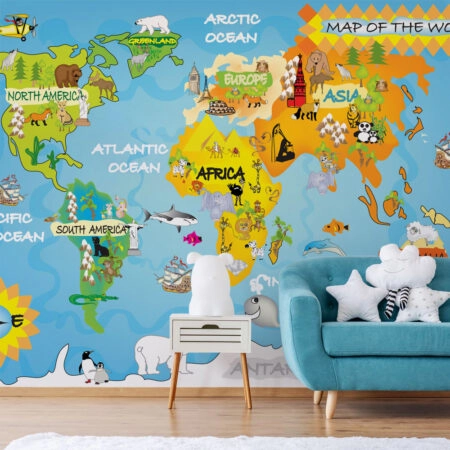 Αυτοκόλλητη Ταπετσαρία τοίχου CUTE MAP