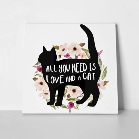 Πίνακας σε καμβά ALL YOU NEED IS LOVE AND A CAT - Γατες