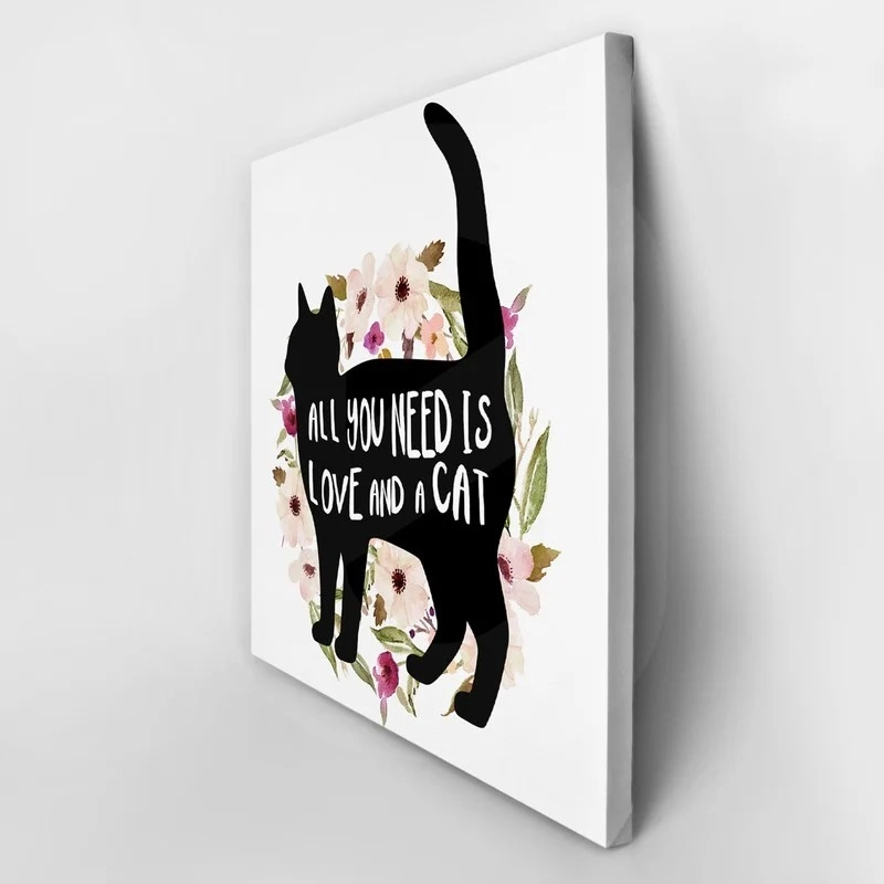 Πίνακας σε καμβά ALL YOU NEED IS LOVE AND A CAT