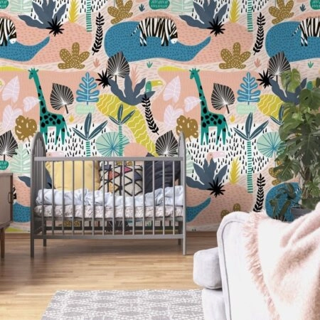 Αυτοκόλλητη Ταπετσαρία τοίχου DOODLE COLORFUL JUNGLE