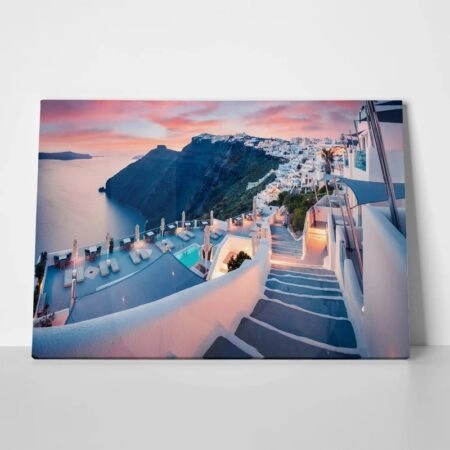 Πινακας σε καμβά GREAT EVENING VIEW SANTORINI FIRA