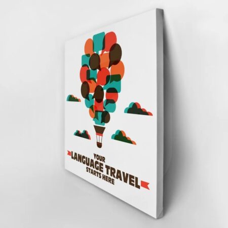 Πίνακας σε καμβά LANGUAGE TRAVEL - Typography και Χαρτες Sticky 2