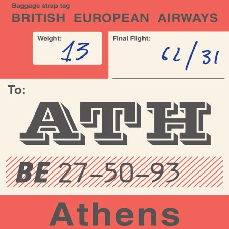 Πίνακας σε καμβά LUGGAGE TAG ATHENS - Typography και Χαρτες Sticky 4