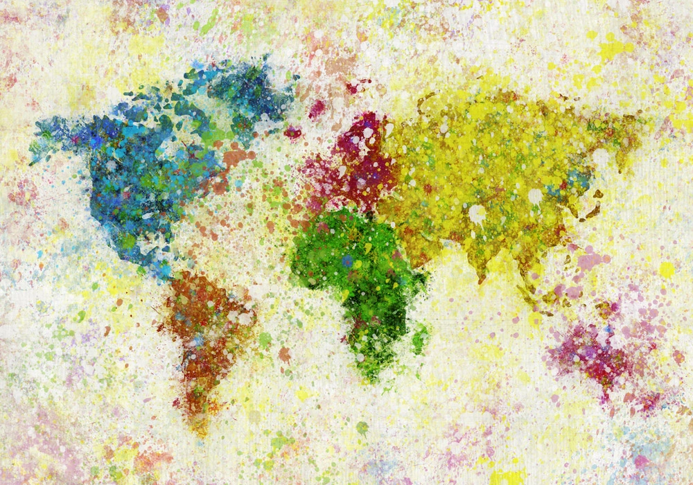 Πινακας σε καμβά PAPER PAINTING WORLD MAP