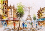 Πινακας σε καμβά PARIS STREET VIEW OIL PAINTING 2