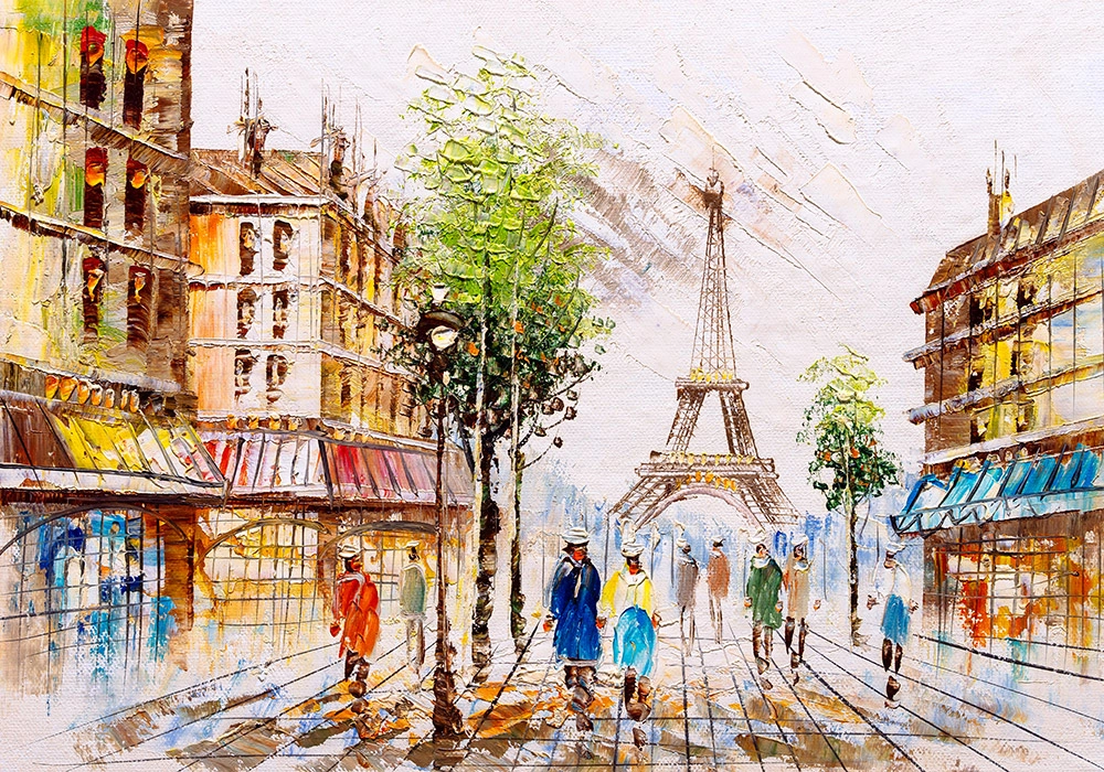 Πινακας σε καμβά PARIS STREET VIEW OIL PAINTING 2