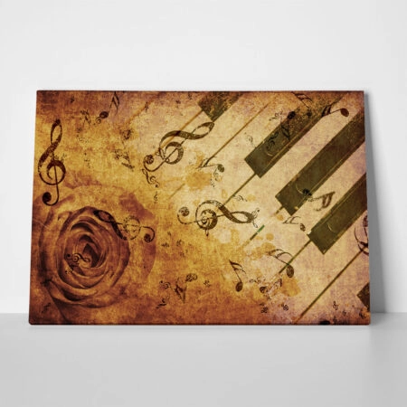 Πινακας σε καμβά PIANO ROSE - Πιανο - Πληκτροφορα οργανα