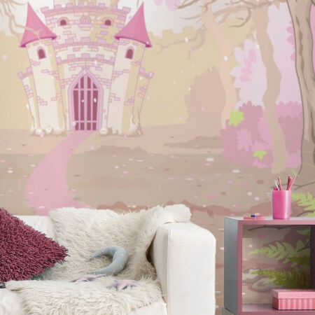 Αυτοκόλλητη Ταπετσαρία τοίχου PINK FOREST - Παιδικές Ταπετσαρίες Sticky 1