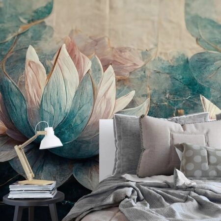 Αυτοκόλλητη Ταπετσαρία τοίχου PAPER WATER LILIES - Floral - Λουλουδια Sticky 1