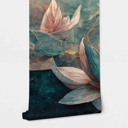 Αυτοκόλλητη Ταπετσαρία τοίχου PAPER WATER LILIES - Floral - Λουλουδια Sticky 2