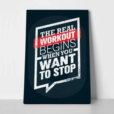 Πινακας σε καμβά THE REAL WORKOUT - Typography