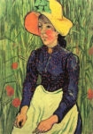 Πινακας σε καμβά VAN GOGH - YOUNG PEASANT WOMAN WITH STRAW HAT