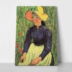 Πινακας σε καμβά VAN GOGH - YOUNG PEASANT WOMAN WITH STRAW HAT