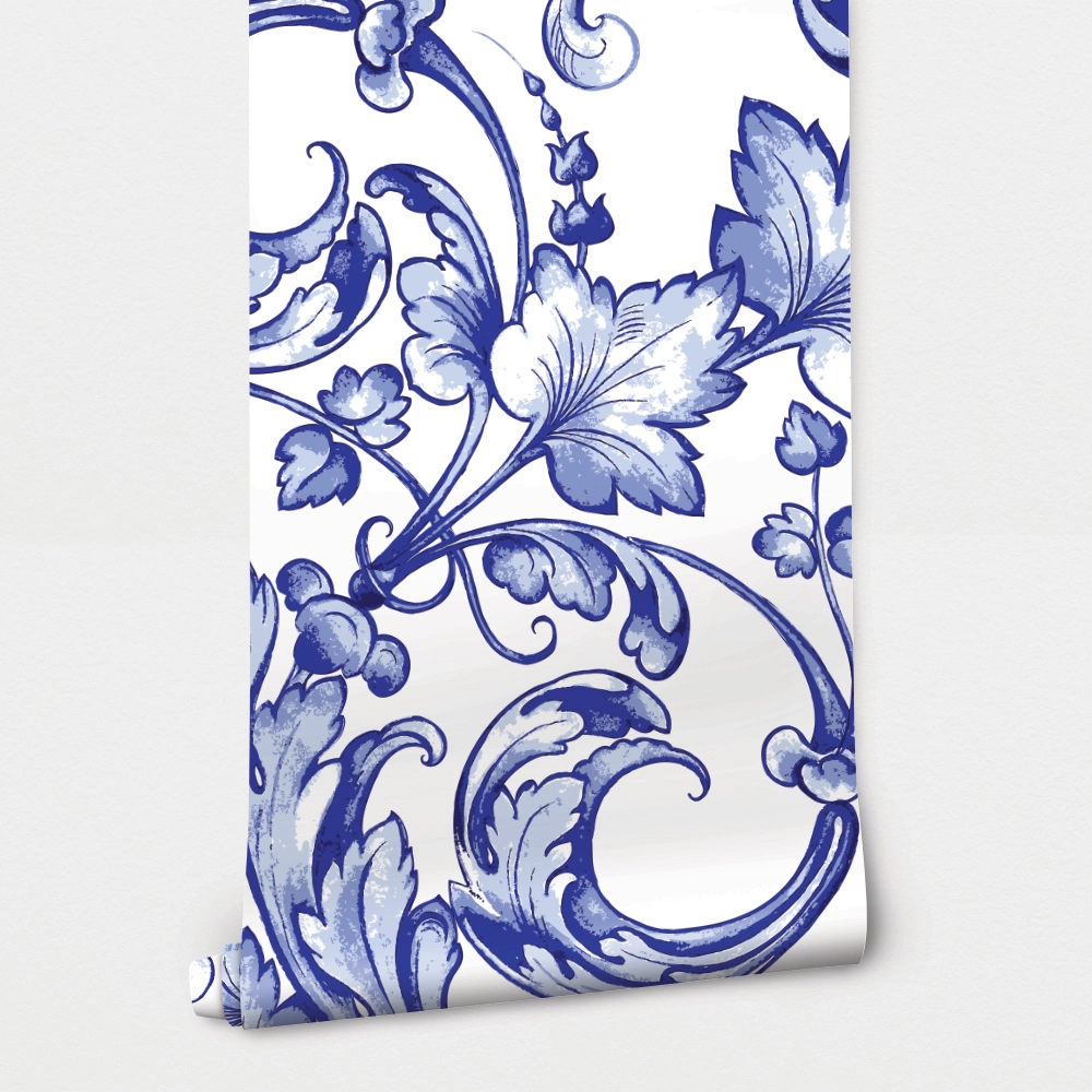 Αυτοκόλλητη Ταπετσαρία τοίχου VINTAGE BLUE FLOWER