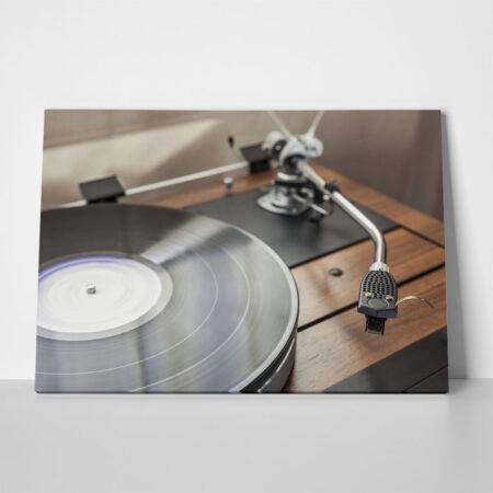 Πινακας σε καμβά VINTAGE RECORD PLAYER - Μουσικη