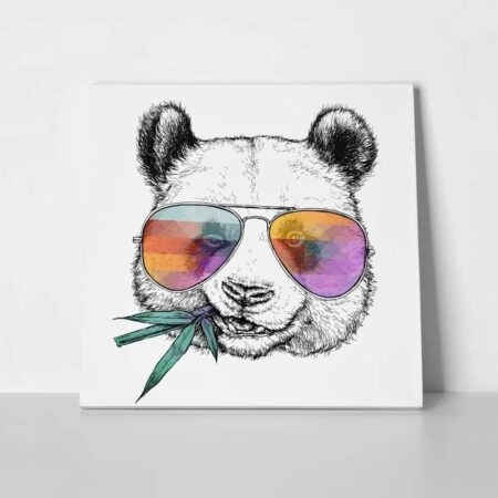 Πίνακας σε καμβά FUNNY PANDA GLASSES - Αρκουδες