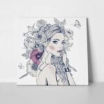 Πίνακας σε καμβά PORTRAIT YOUNG BEAUTIFUL WOMAN FLOWERS