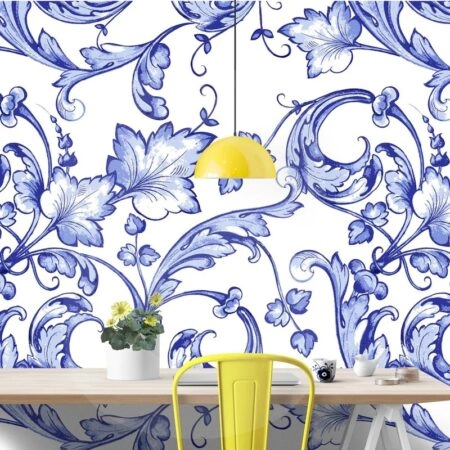 Αυτοκόλλητη Ταπετσαρία τοίχου VINTAGE BLUE FLOWER