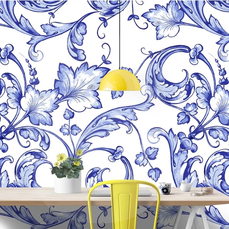 Αυτοκόλλητη Ταπετσαρία τοίχου VINTAGE BLUE FLOWER