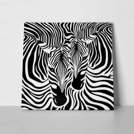 Πίνακας σε καμβά ZEBRA COUPLE BACKGROUND - Ζεμπρες