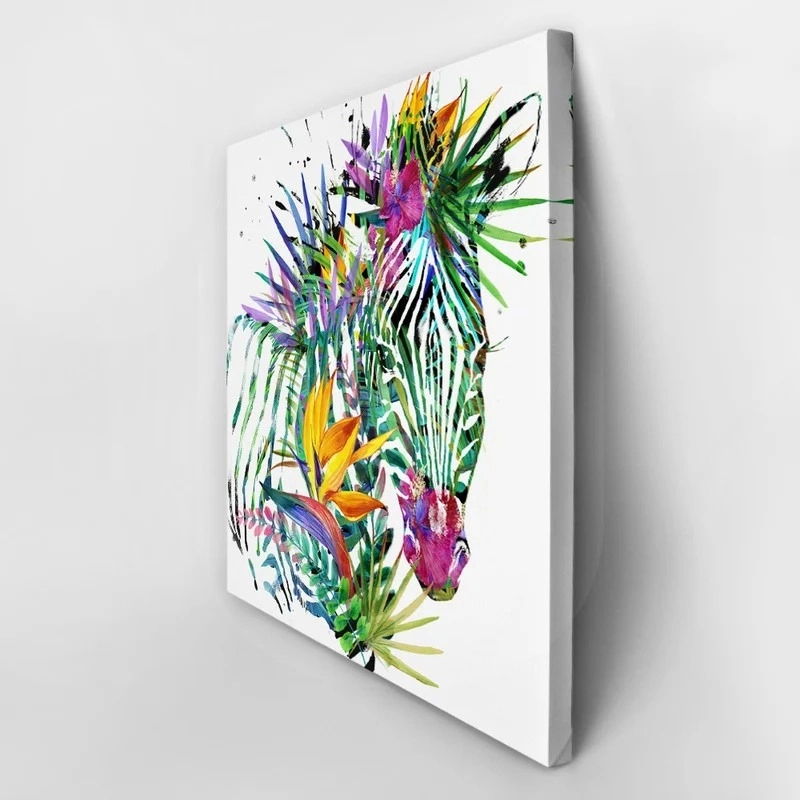 Πίνακας σε καμβά ZEBRA EXOTIC TROPICAL WATERCOLOR