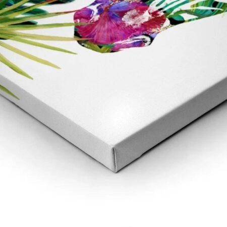 Πίνακας σε καμβά ZEBRA EXOTIC TROPICAL WATERCOLOR - Ζεμπρες Sticky 1