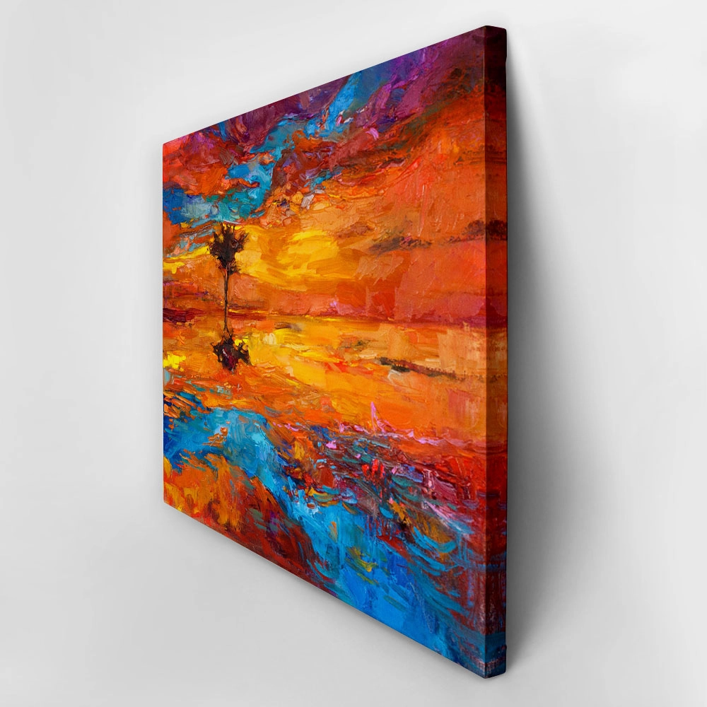 Πινακας σε καμβά GOLDEN SUNSET TREE