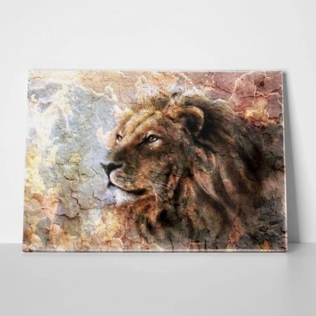 Πινακας σε καμβά LION CRACKED ART