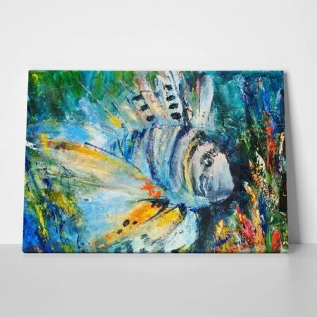 Πινακας σε καμβά LION FISH ZEBRA STRIPED ART