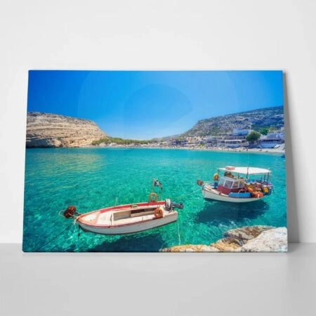 Πινακας σε καμβά MATALA BEACH FISHING BOATS