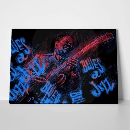 Πινακας σε καμβά BLUES JAZZ MUSICIAN GUITAR - Κιθαρα