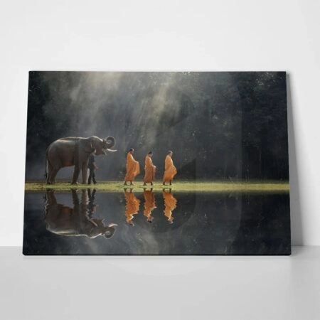 Πινακας σε καμβά BUDDHISTS AND ELEPHANT