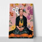 Πινακας σε καμβά FRIDA KAHLO ON PINK FLORAL