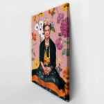 Πινακας σε καμβά FRIDA KAHLO ON PINK FLORAL