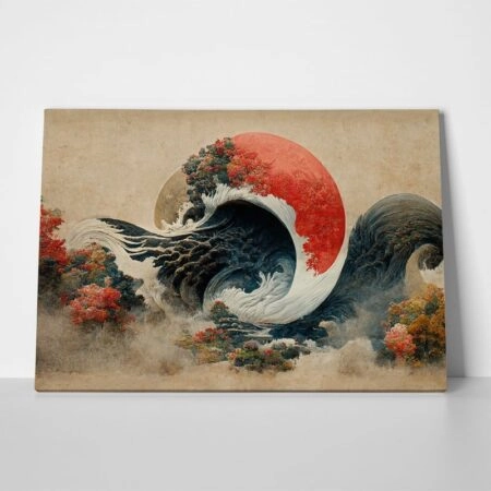 Πινακας σε καμβά JAPANESSE STYLE WAVE - Αφηρημενα και Abstract Sticky 1