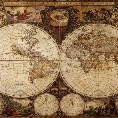 Πινακας σε καμβά OLD WORLD ATLAS - Χαρτες Sticky 5