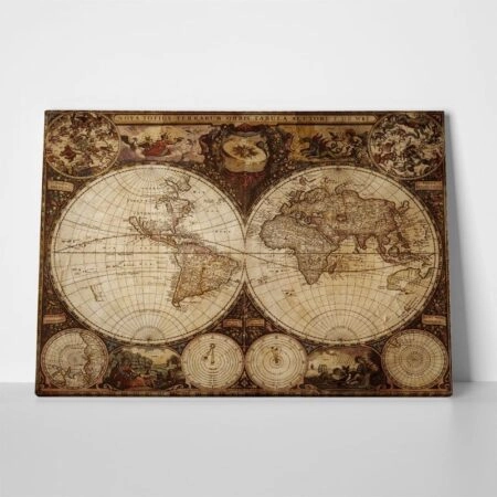 Πινακας σε καμβά OLD WORLD ATLAS - Χαρτες Sticky 1