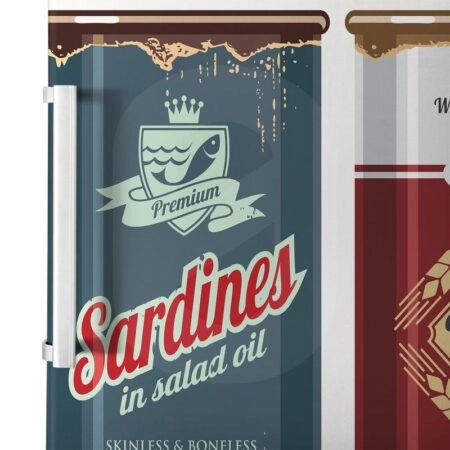 Αυτοκόλλητο ψυγείου RETRO FOOD CANS - Food and Drink Sticky 1